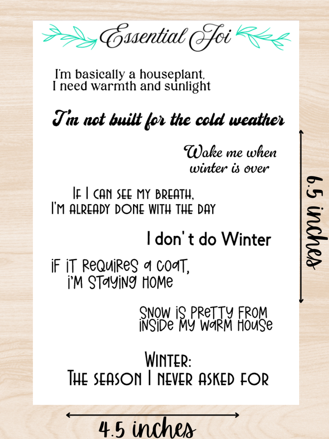 Winter Blues Quotes Sticker Sheet