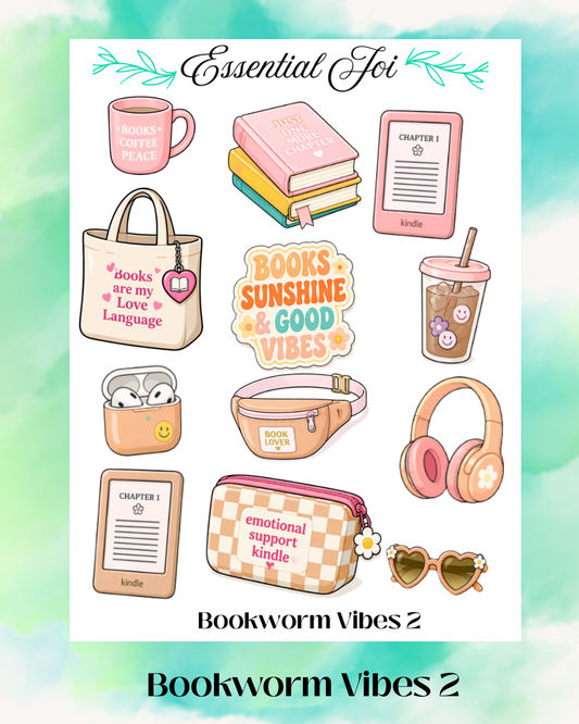 Bookworm Vibes 2 Sticker Sheet